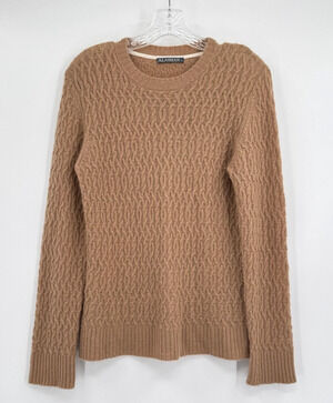 Alashan Womens Beige Cable Cashmere Crew Sweater Sz M